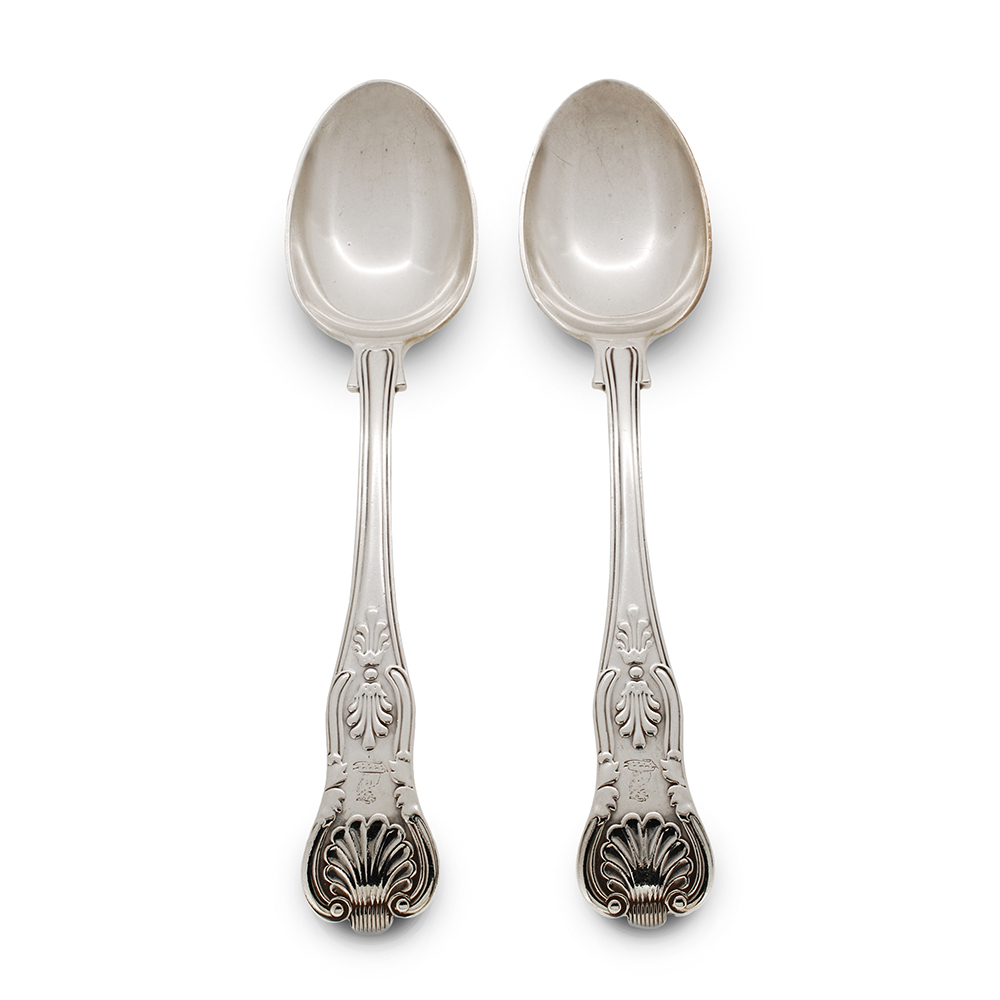 \J Maxfield kings pattern sterling silver dessert spoons