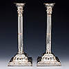 Matched pair of Georgian old Sheffield plate candlesticks by Henry Tudor