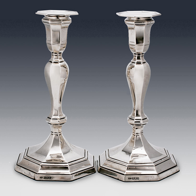 Pair of antique sterling silver candlesticks by Thomas Scott