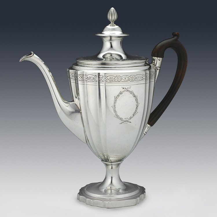 Antique Georgian sterling silver coffee pot by Daniel Pontifex