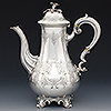 Right side profile of Barnards silver coffee pot showing vacant cartouche