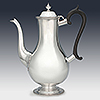 Side elevation showing bulbous formed coffee pot