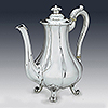Melon formed  sectional sterling silver coffee pot with hand engraved crest