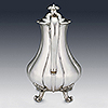 Rear of silver coffee pot with handle form and scroll acanthus feet
