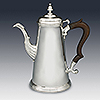 Full side profile of sterling silver coffee pot