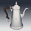 Side profile showing cylindrical tapered design of the coffee pot