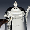 Close up of hallmarks to James Dixon silver coffee pot