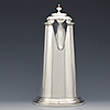 Front elevation with stepped foot domed lid and silver knop
