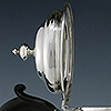 Hinged lid with domed bulbous form and silver knop