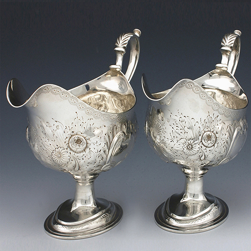 Antique silver pair silver sauce boats georgian william stephenson