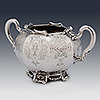 Two handled Victorian hand engraved sterling silver sugar bowl 