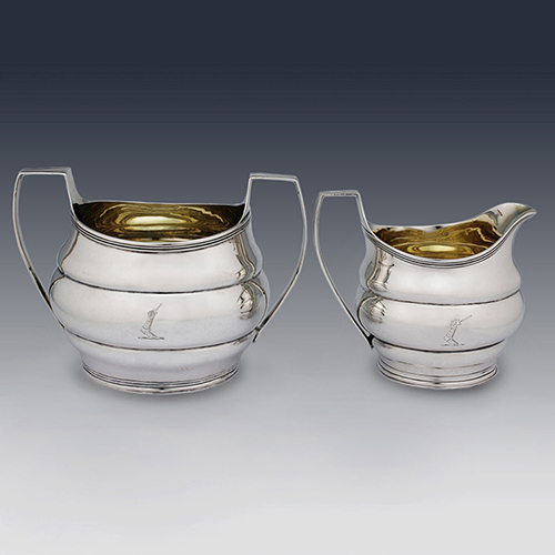 Georgian silver sugar bowl cream jug robert david hennell