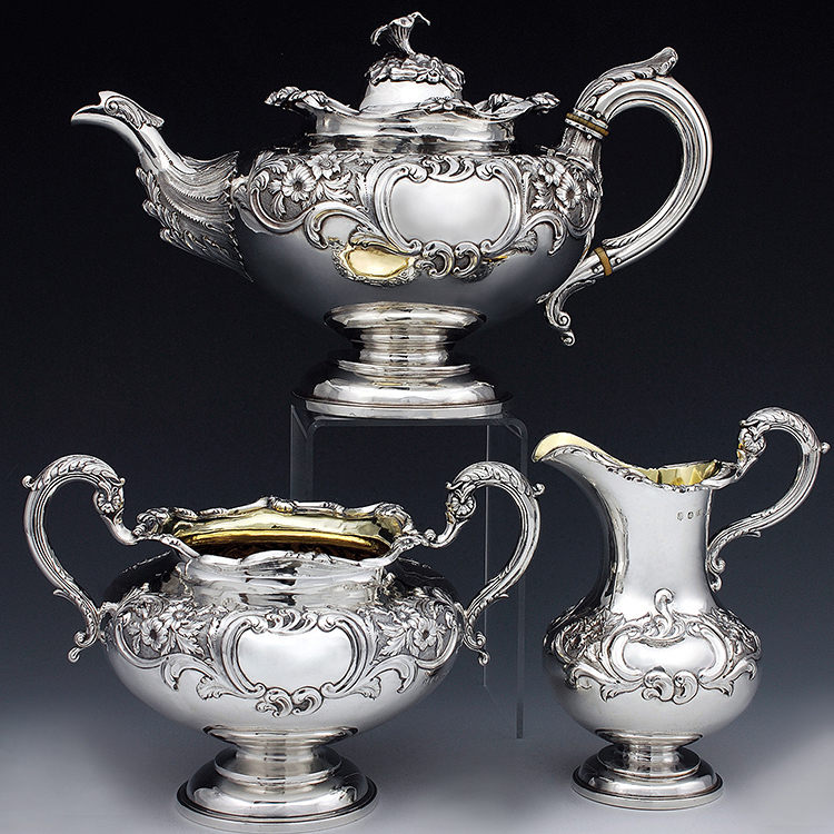 William IV antique sterling silver tea set Leonard Urguhart