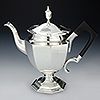 Octagonal sterling silver teapot with pedestal foot