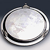 Underside of silver salver showing three feet and London assay marks