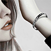 Model showing sterling silver bangle on wrist