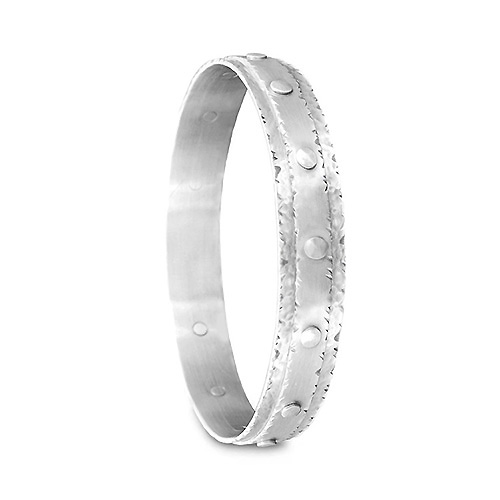 Satin finished 10mm wide round riveted layered bangle