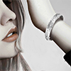 Model showing sterling silver bangle on wrist
