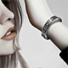 Model showing sterling silver bangle on wrist