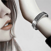 Model showing sterling silver bangle on wrist