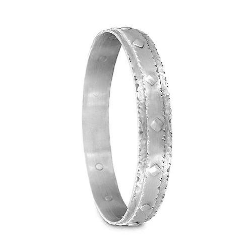 satin finished 10mm wide square riveted layered bangle