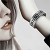 Model showing sterling silver cuff bangle on wrist