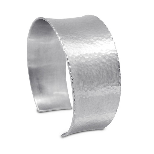 Satin Finish 30mm wide planished silver cuff bangle