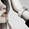 Model showing sterling silver cuff bangle on wrist