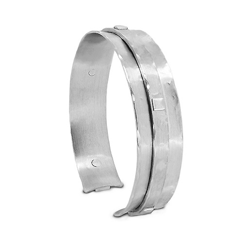 satin finished 15mm wide riveted strapped cuff bangle
