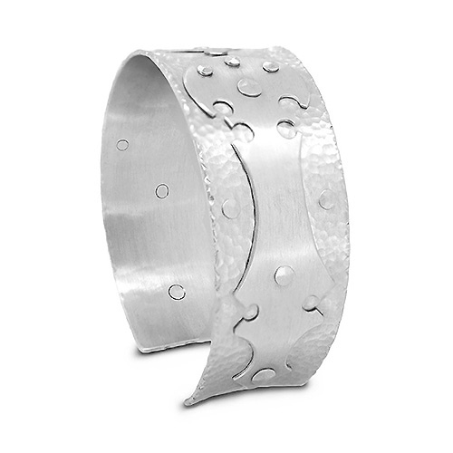 satin finished 28mm wide riveted silver cuff bangle