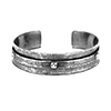 Double layered silver cuff bangle