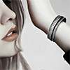 Model showing sterling silver cuff bangle on wrist