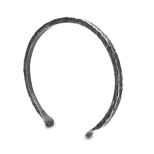 Hammered textured oxidized sterling silver cuff bangle