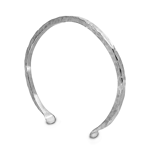 Hammered textured satin sterling silver cuff bangle