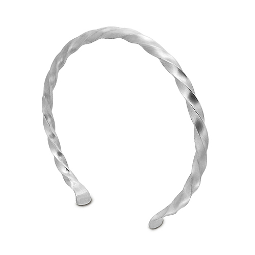 Satin sterling silver twisted cuff bangle