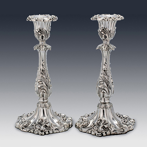 Antique sterling silver Georgian and Victorian candlesticks and candelabras