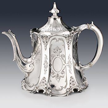 Antique sterling silver georgian and Victorian teapots, tea sets and services