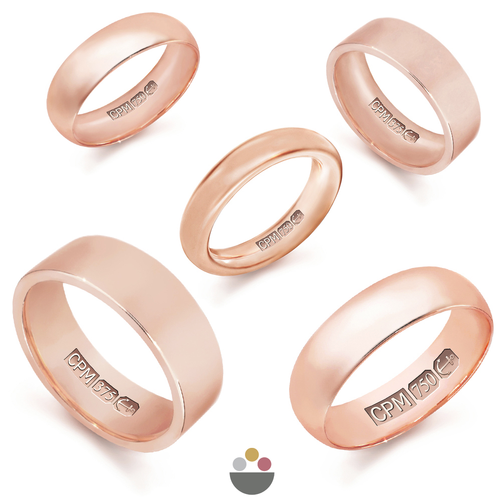 9ct and 18ct rose gold wedding rings and bands