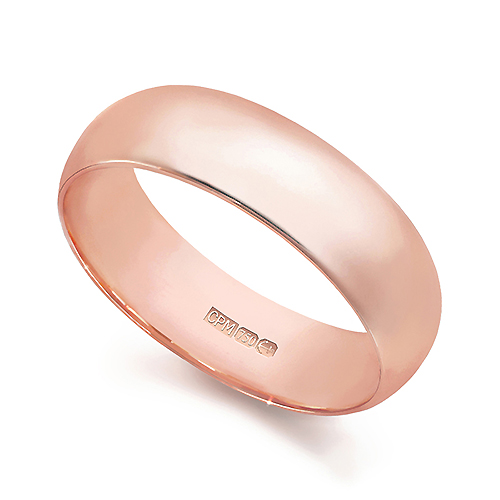 18ct Rose gold 750 d-shape wedding ring
