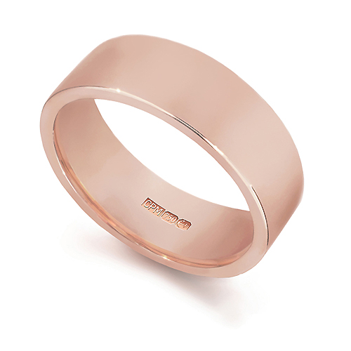 18ct Rose gold 750 flat wedding ring