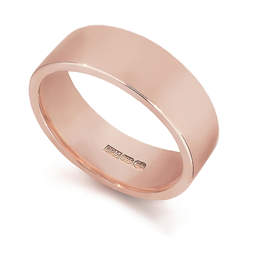 Wedding Ring 9ct Rose Gold Flat Tarvier