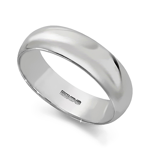 18ct White gold 750 d-shape wedding ring