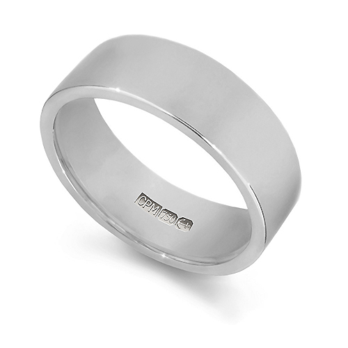 18ct White gold 750 flat wedding ring
